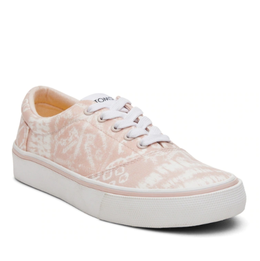 🆕TOMS | Alpargata Fenix Lace Up Shoe Cloudy Pink Patchwork Batik Print Size 9.5